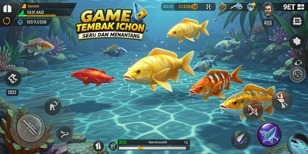 Tampilan gameplay 9ET saat menangkap ikan besar dengan mudah.