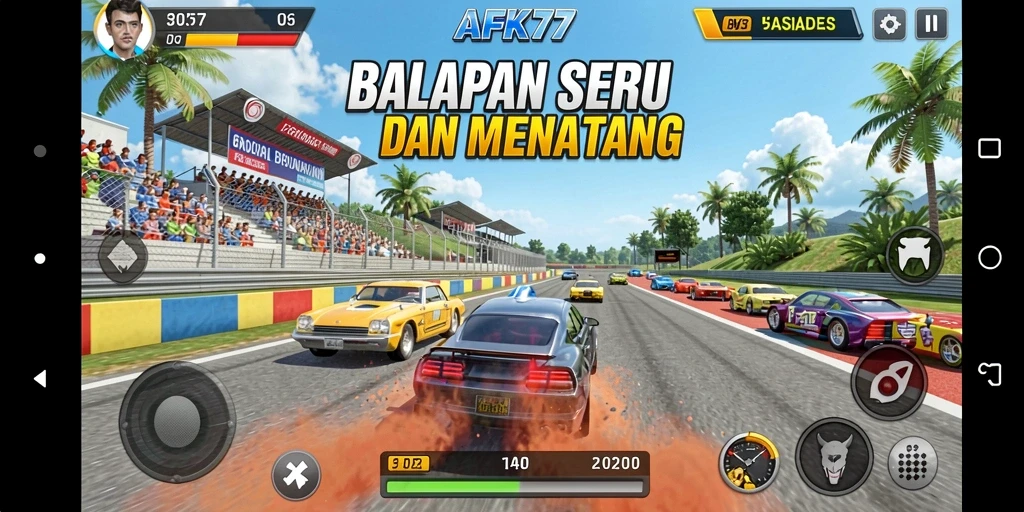 Tampilan Gameplay Balapan Seru di AFK77
