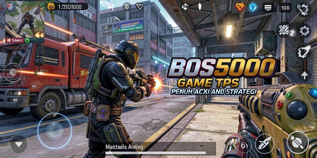 Tampilan aksi seru dalam gameplay BOS5000 yang menantang.