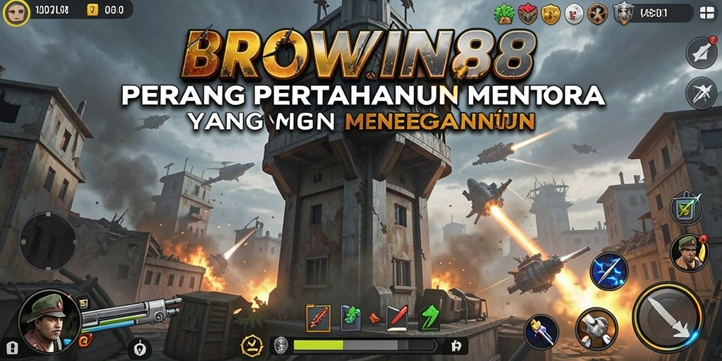 Screenshot game BROWIN88 menampilkan aksi menegangkan dalam Tower Defense.