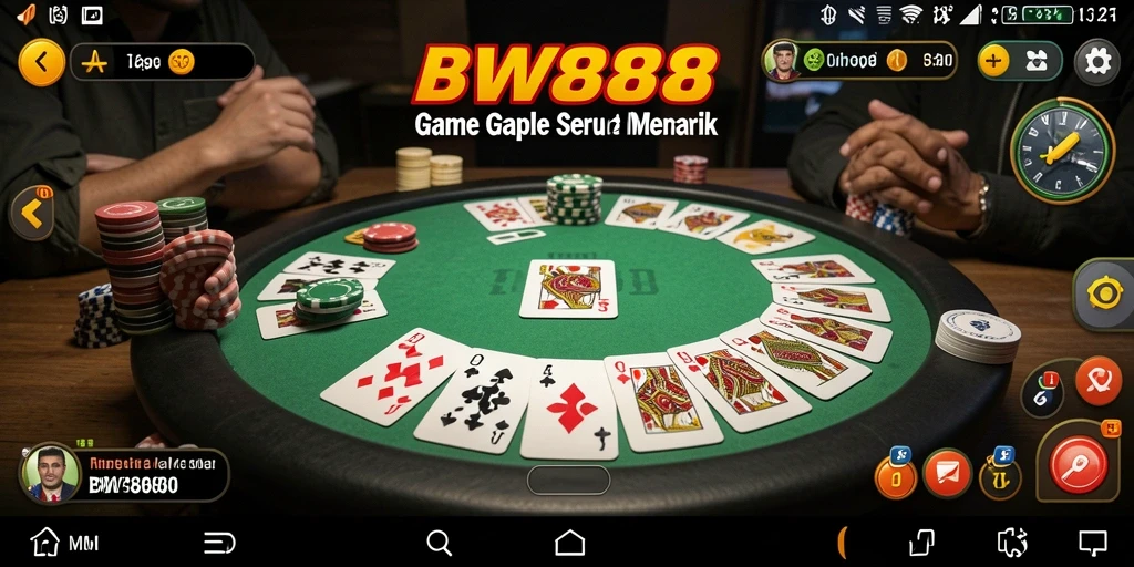 Screenshot gameplay BW888 menampilkan suasana seru dalam permainan Gaple.