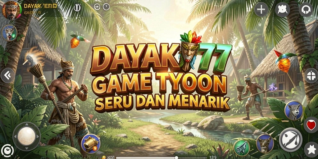 Screenshot utama DAYAK777 menampilkan aksi membangun kerajaan bisnis.