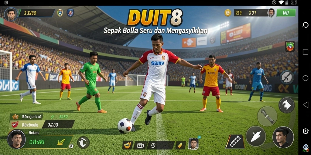 Tampilan gameplay seru dalam permainan sepak bola DUIT8.