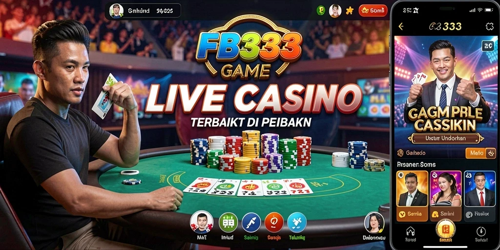 Screenshot FB333 menunjukkan dealer langsung dalam permainan kasino yang mendebarkan.