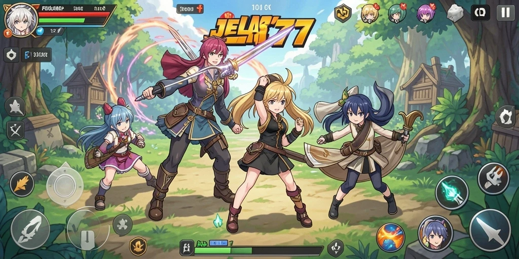 Screenshot menampilkan karakter anime dalam pertarungan epik.