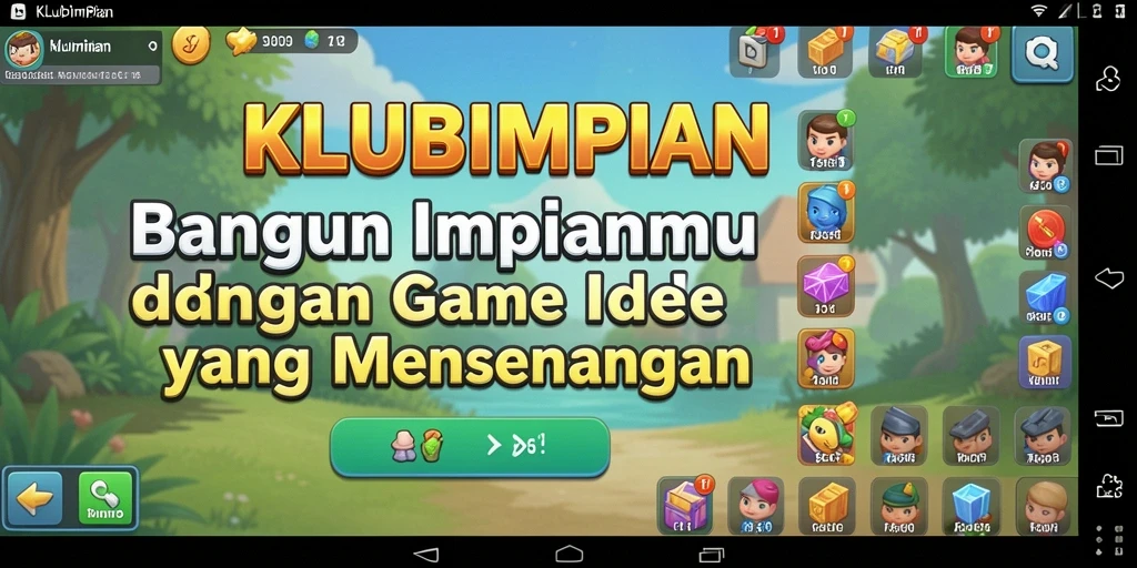 Screenshot gameplay KLUBIMPIAN menampilkan suasana pembangunan impian yang kreatif.