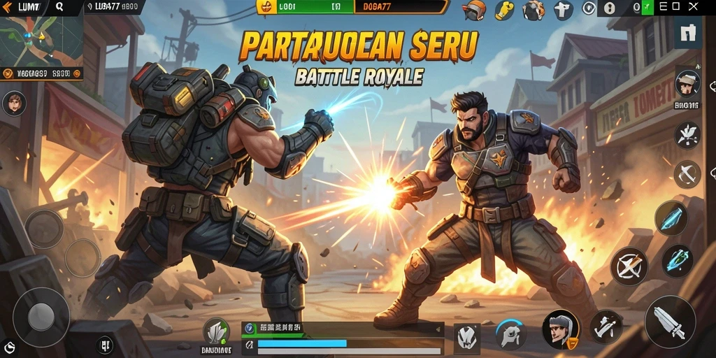 Tampilan menegangkan dari pertempuran LUMBA77 di arena Battle Royale.