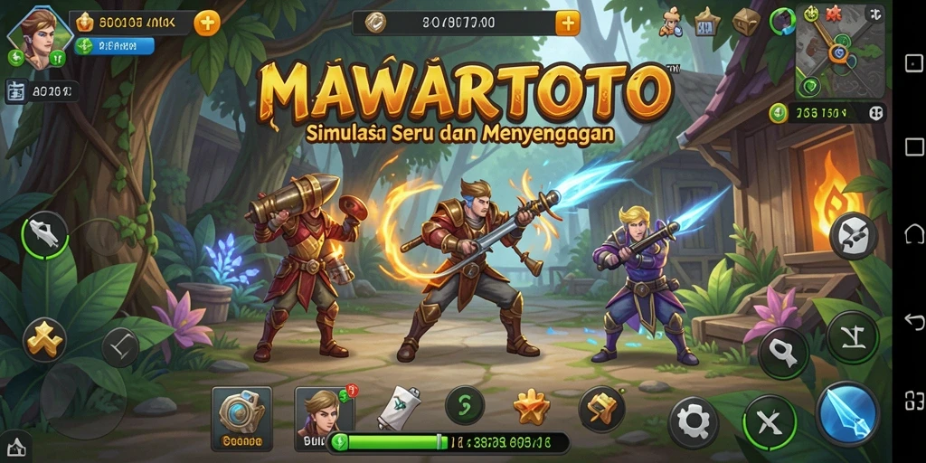 Tampilan gameplay MAWARTOTO dengan karakter yang penuh warna.