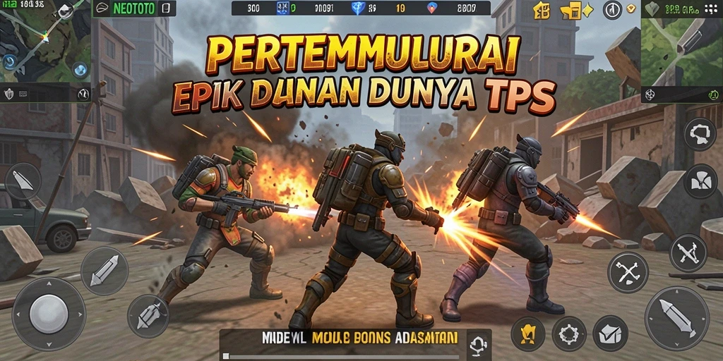 Tampilan gameplay NEOTOTO yang penuh aksi dalam mode TPS.