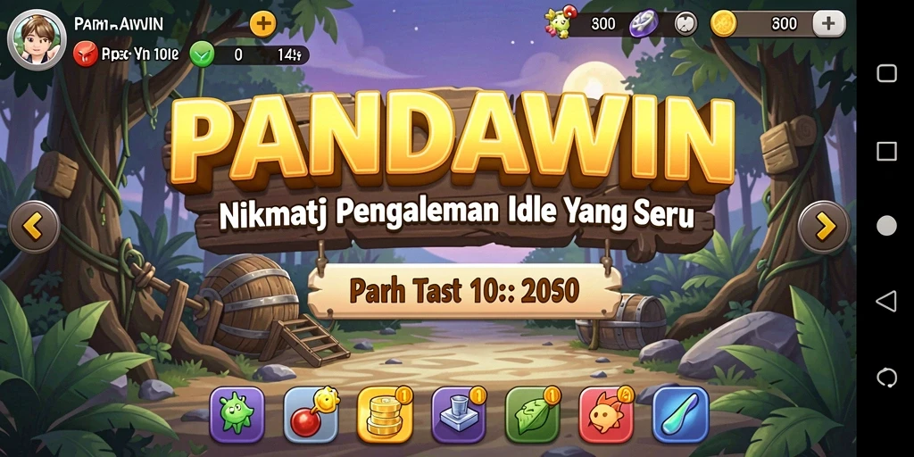 Screenshot gameplay PANDAWIN, menampilkan panda yang aktif dan penuh warna.