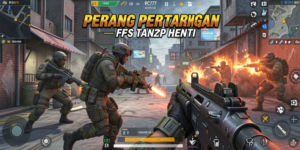 Screenshot menampilkan aksi seru di medan perang FPS.