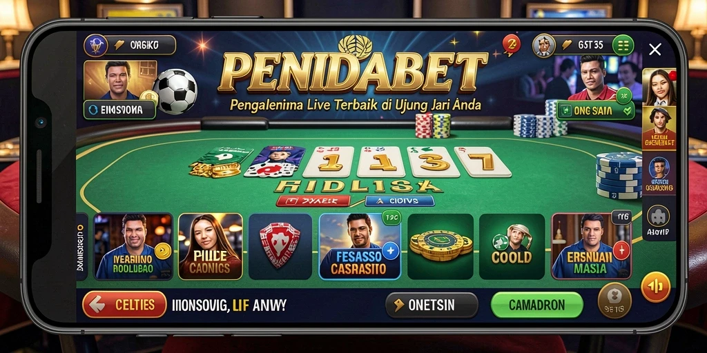 Tampilan gameplay mendebarkan di PENIDABET dengan dealer langsung dan interaksi pemain.