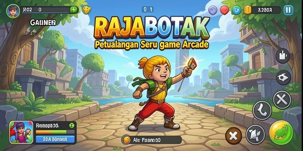 Screenshot gameplay RAJABOTAK menampilkan petualangan seru di dunia arcade.