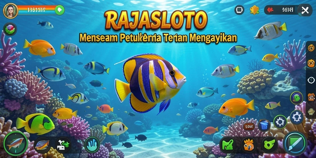 Tampilan permainan RAJASLOTO dengan berbagai ikan warna-warni.