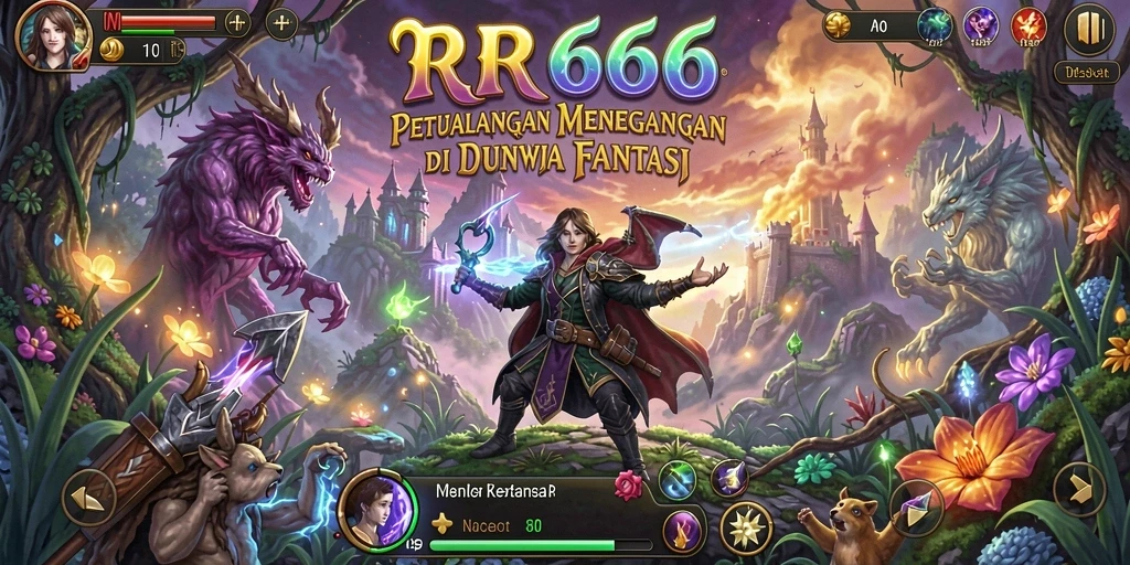 Screenshot gameplay RR666 yang menunjukkan petualangan mendebarkan di dunia fantasi.