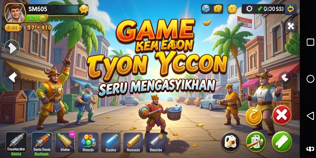 Tampilan gameplay SM605 dengan strategi Tycoon yang menarik.