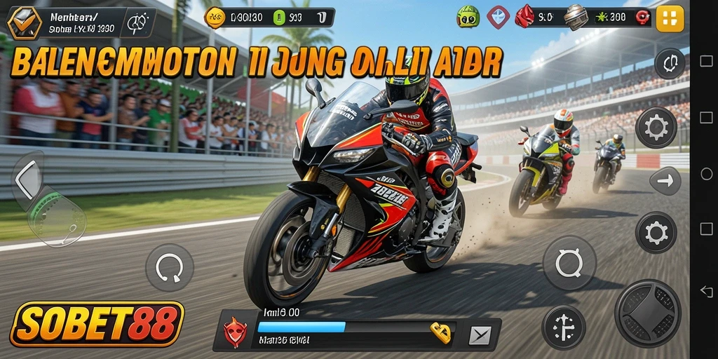 Gameplay balap motor yang seru dan menegangkan.