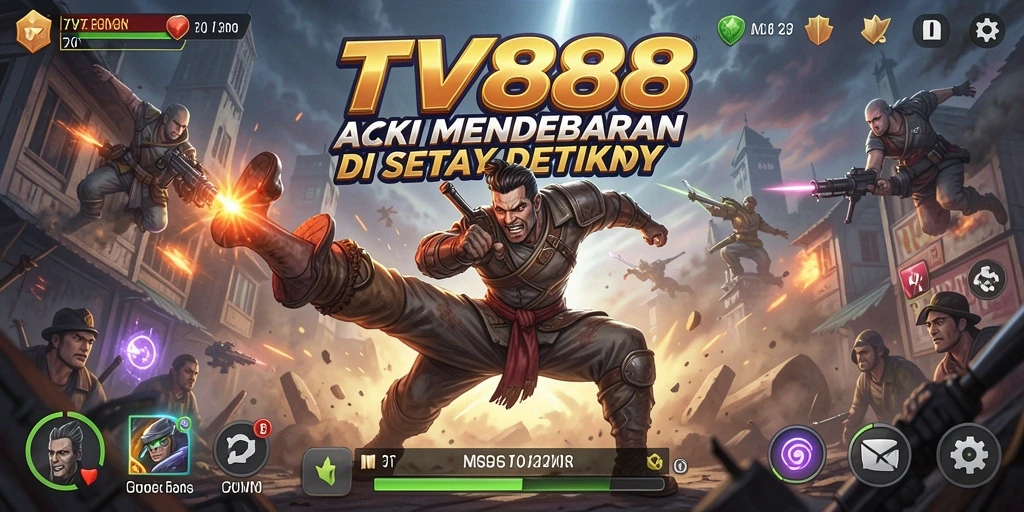 Tangkapan layar menampilkan pertarungan aksi intens di TV888.